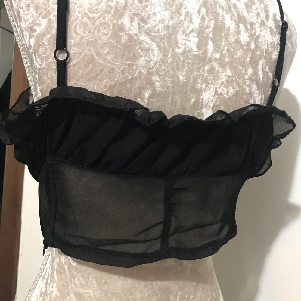 Sheer Black Ruffle Crop Top - Picture 4 of 8